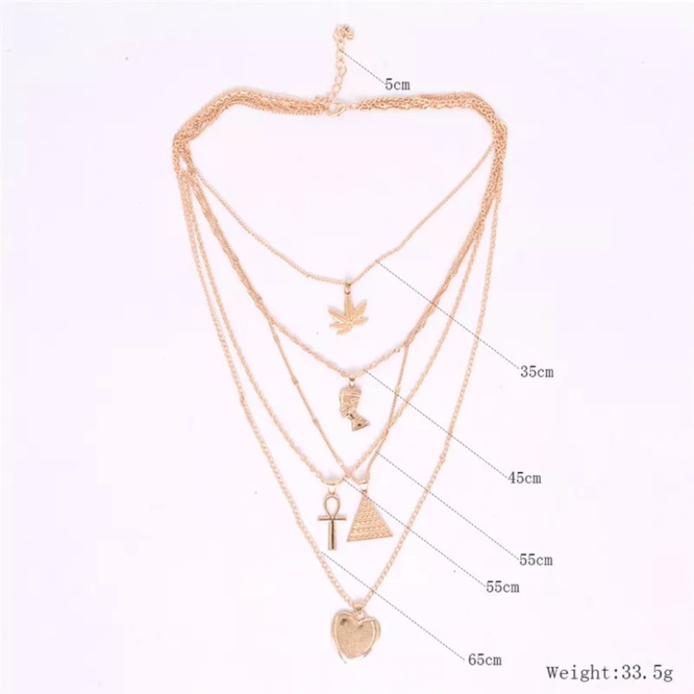 Golden Multilayer Statement Necklace - Picture 5 of 5